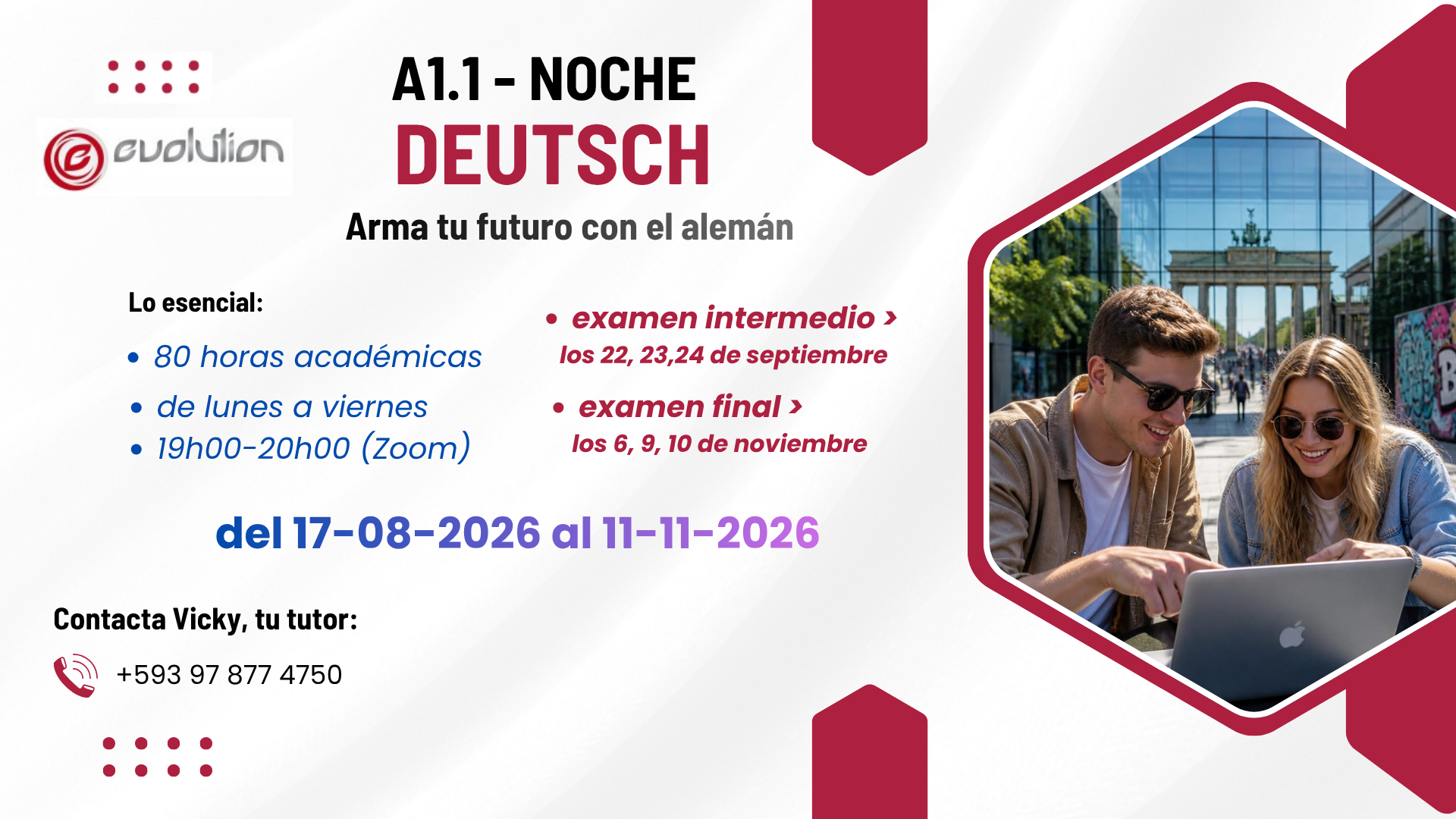 Protegido: Alemán A1.1 – Regular – Noche- 19h00-20h00 – De lunes a viernes – Del 17 de agosto al 11 de noviembre