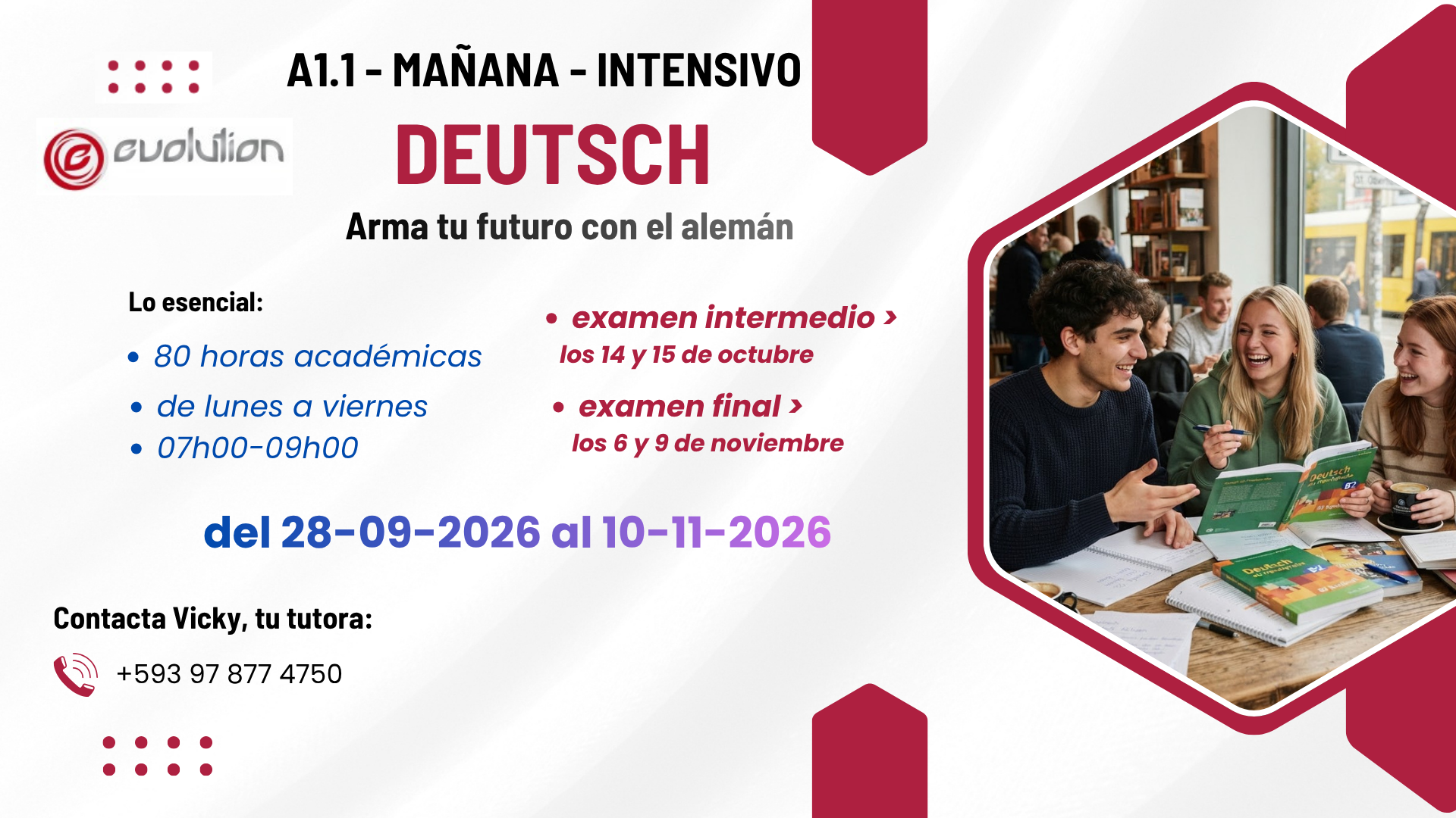 Protegido: Alemán A1.1 – Mañana Intensivo – 07h00-09h00 – De lunes a viernes – Del 28 de septiembre 2026 al 10 de noviembre 2026