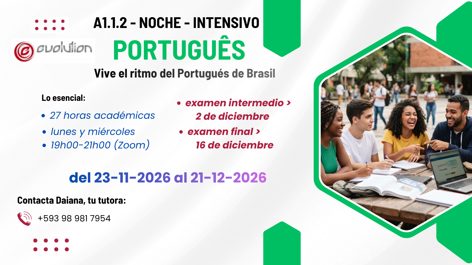 Protegido: Portugués A1 1.2 – Noche Intensivo – 19h00-21h00 – Lunes y miércoles – Del 23 de noviembre al 21 de diciembre